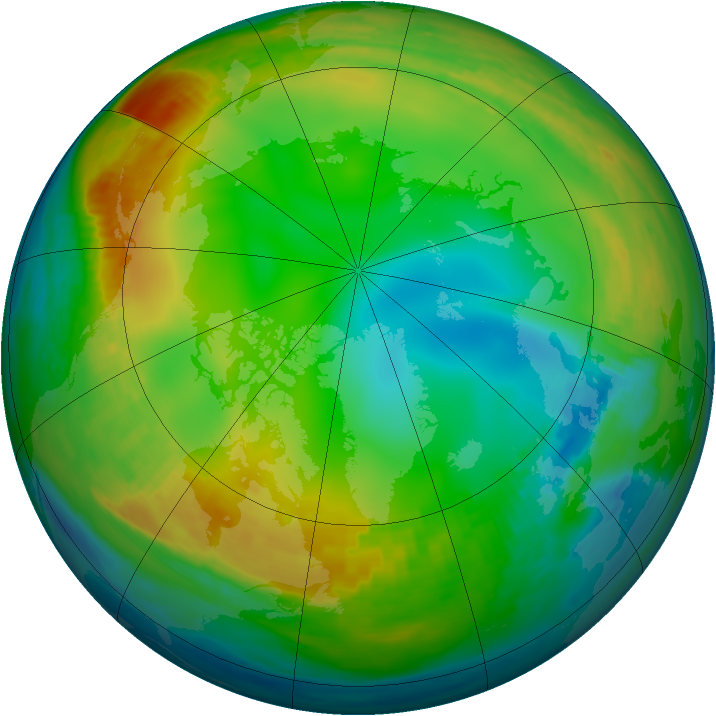 Arctic ozone map for 01 January 1989